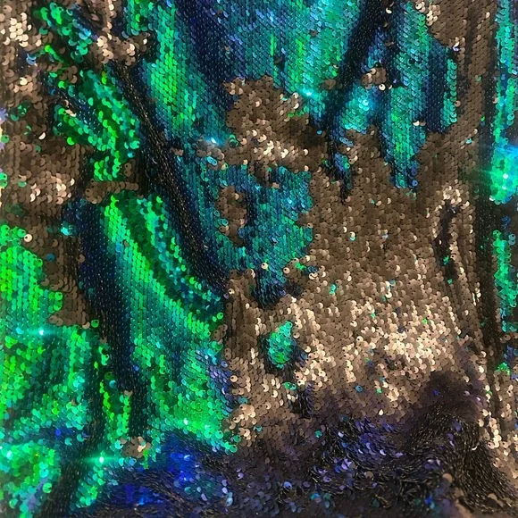 Le Superbe Midi Sequin Skirt in Green/Blue Size Large NWT - Picture 2 of 6